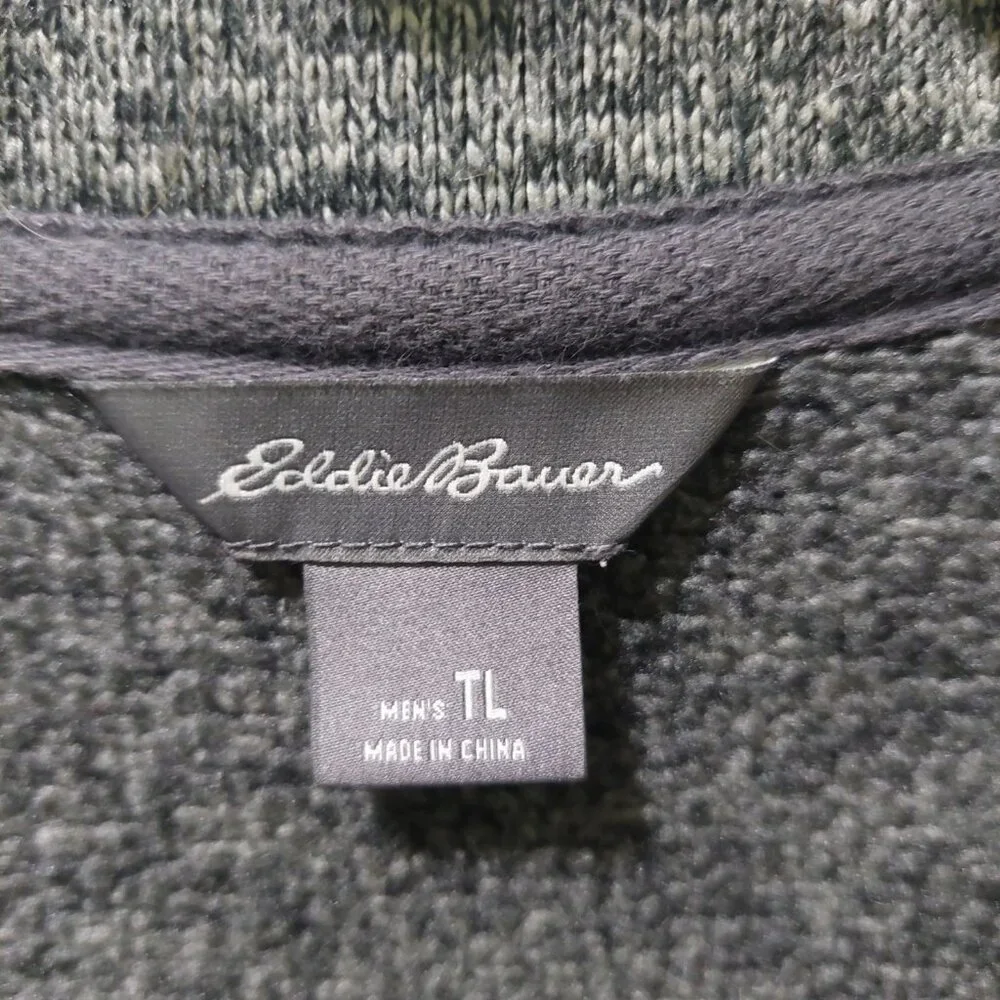 Eddie Bauer Mens Size TL Pullover Gray Radiator Sweater Fleece Snap Buttons - Picture 3 of 11